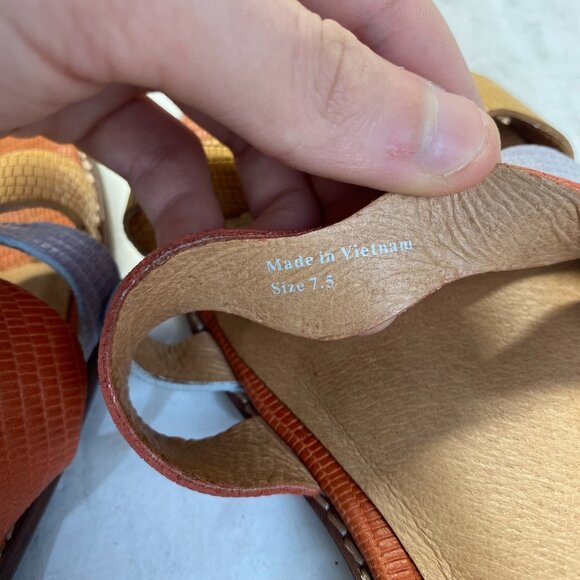 Madewell Slide Flat Sandal Embossed Leather Triple Straps Size 7.5,Comfort - Picture 5 of 12